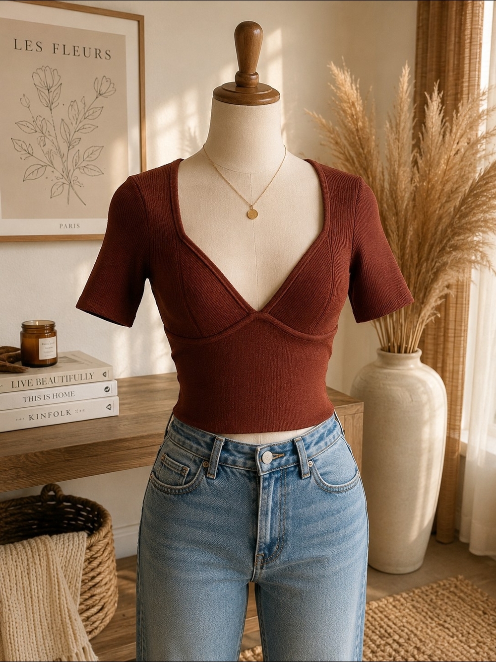 NWT Intimately Free People Rib Knit Crop Sweater Top XS